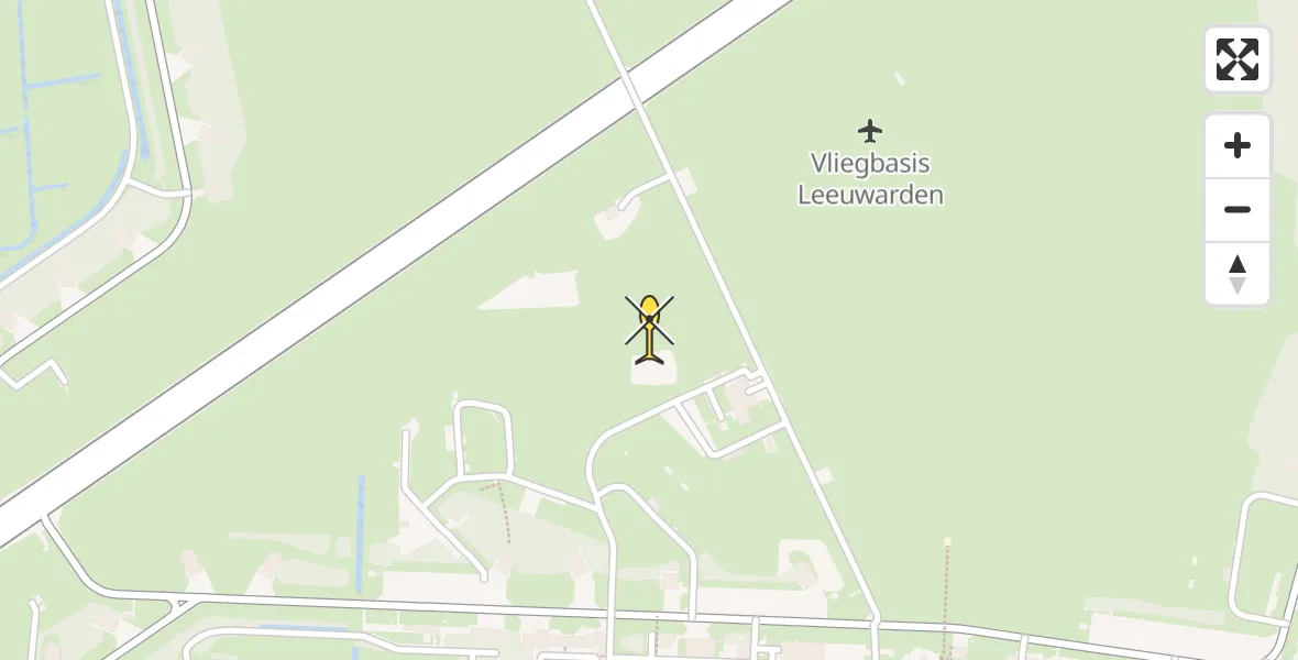 Vluchtroute Ambulancehelikopter van Vliegbasis Leeuwarden naar Vliegbasis Leeuwarden