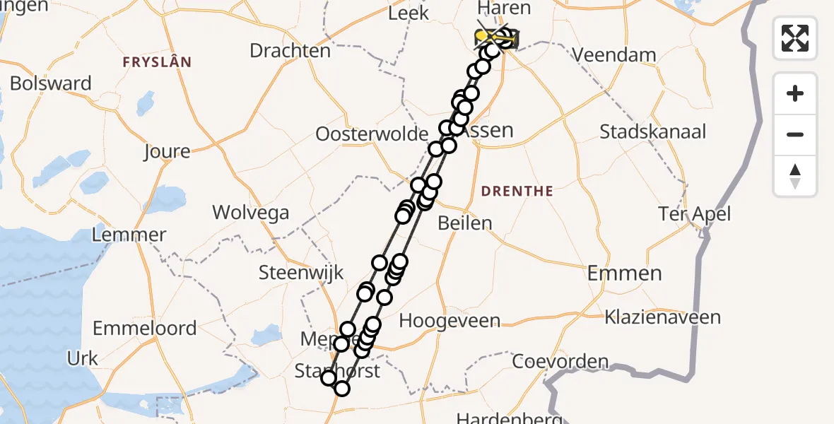 Routekaart van de vlucht: Lifeliner 4 naar Groningen Airport Eelde