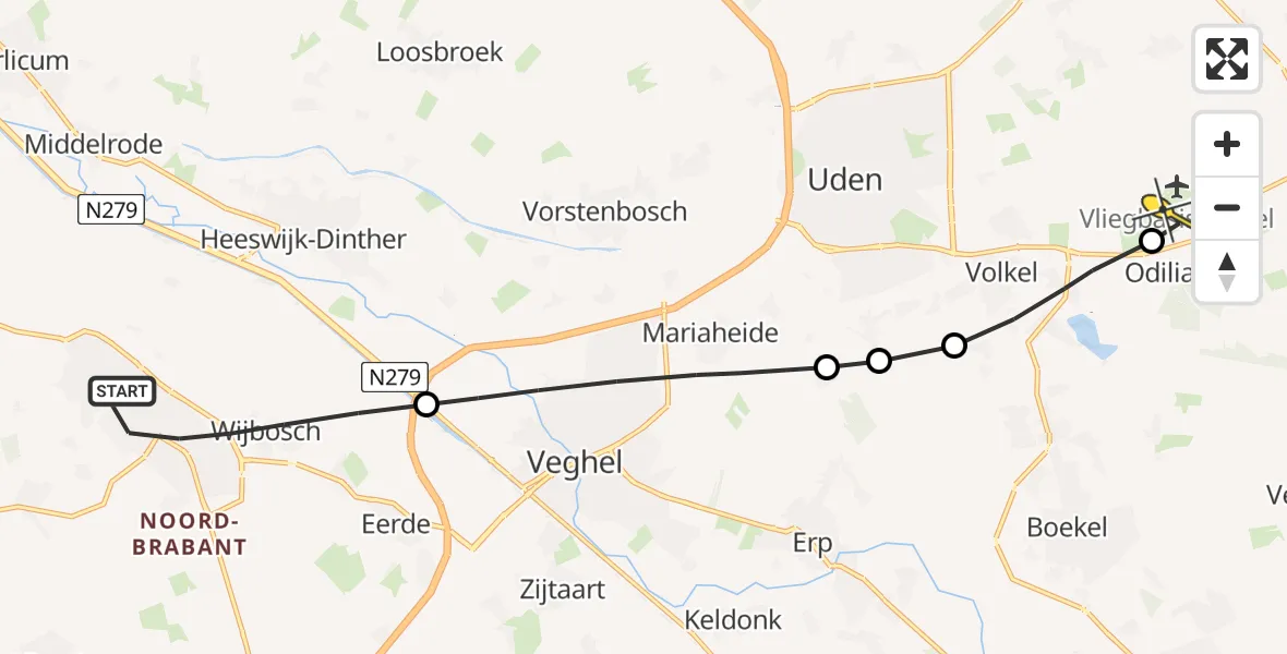 Routekaart van de vlucht: Lifeliner 3 naar Vliegbasis Volkel