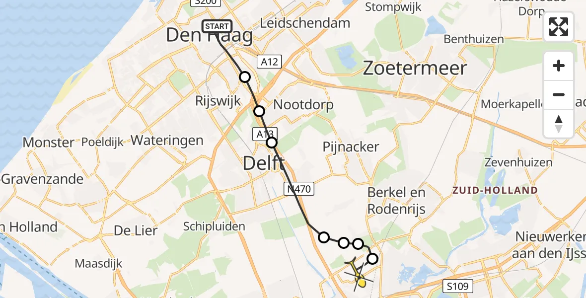 Routekaart van de vlucht: Lifeliner 2 naar Rotterdam The Hague Airport