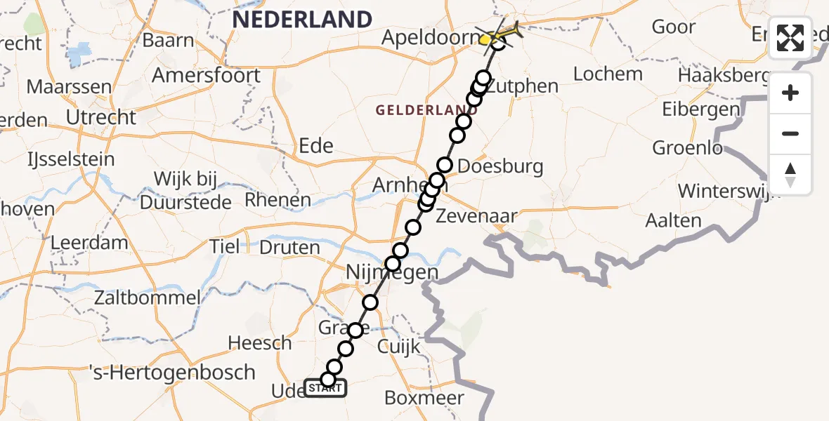 Routekaart van de vlucht: Lifeliner 3 naar Wilp