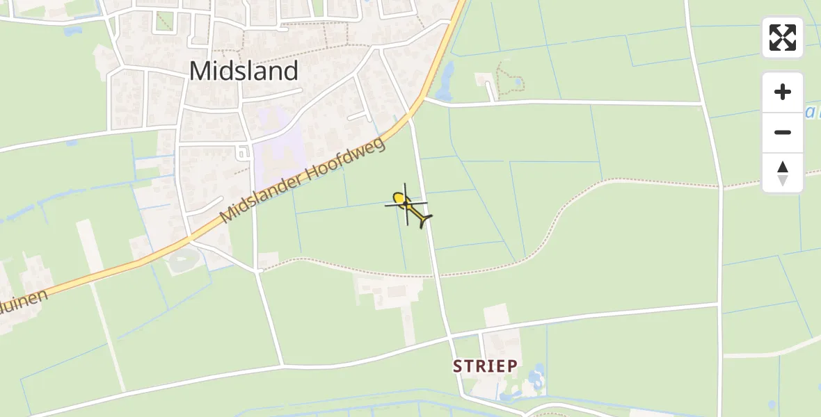 Routekaart van de vlucht: Ambulancehelikopter naar Midsland