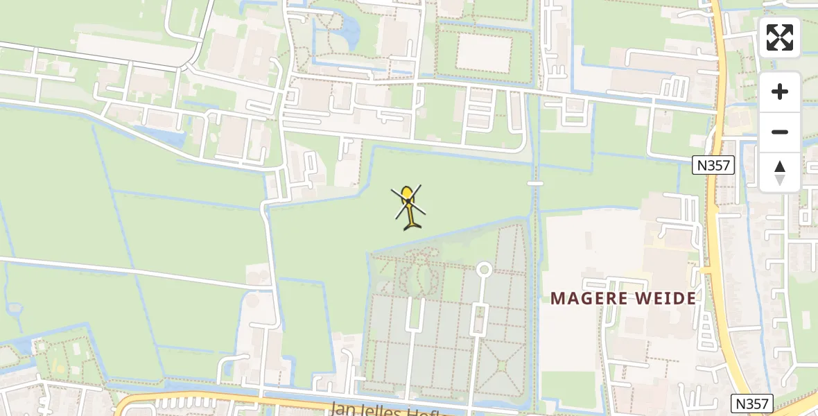 Vluchtroute Ambulancehelikopter van Vliegbasis Leeuwarden naar Vliegbasis Leeuwarden