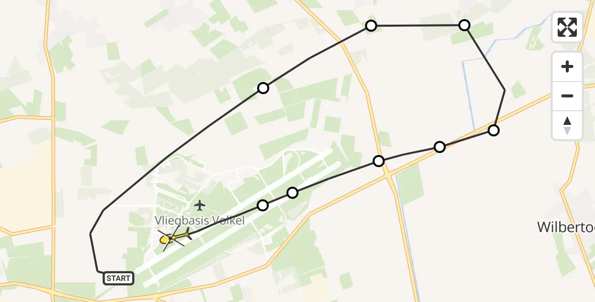 Routekaart van de vlucht: Lifeliner 3 naar Vliegbasis Volkel