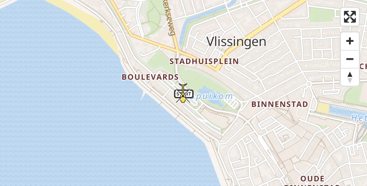 Routekaart van de vlucht: Traumaheli naar Vlissingen