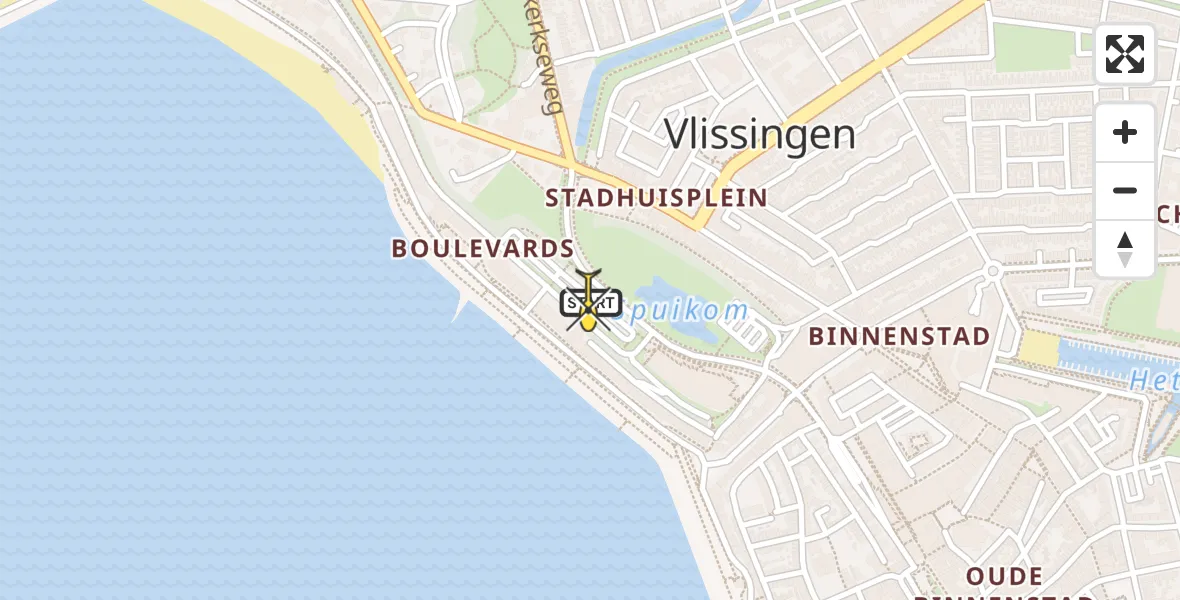 Routekaart van de vlucht: Traumahelikopter naar Vlissingen