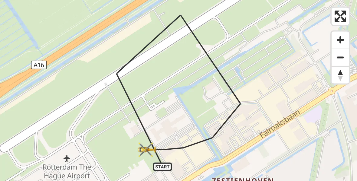 Vluchtroute Traumahelikopter Rotterdam The Hague Airport - Rotterdam The Hague Airport, 21 december 2023, 22:43