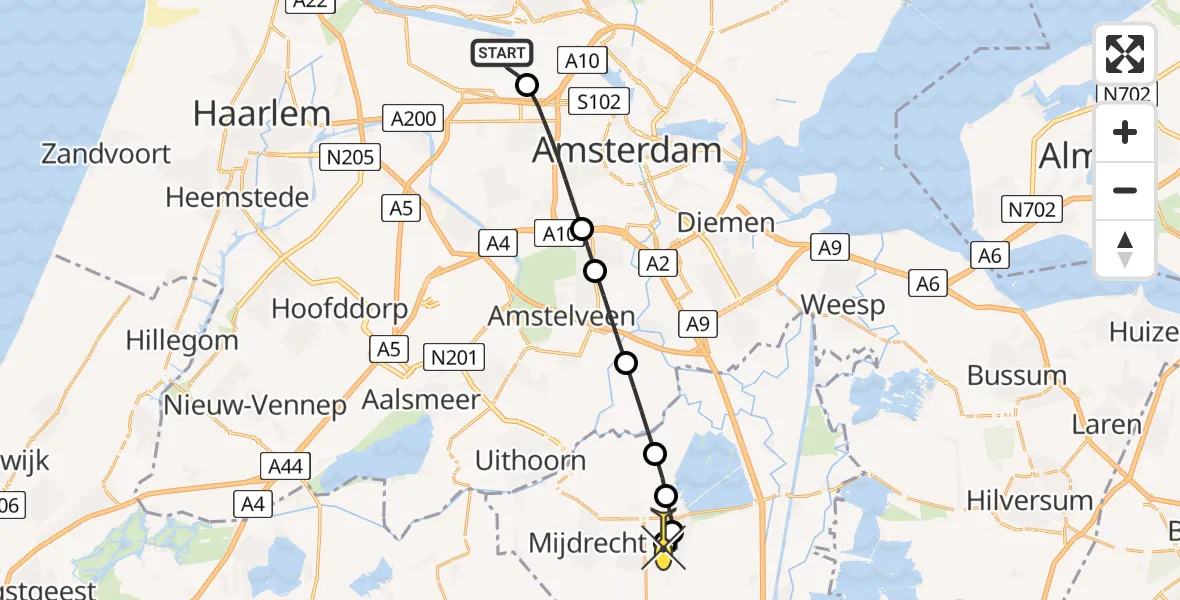 Routekaart van de vlucht: Lifeliner 1 naar Vinkeveen