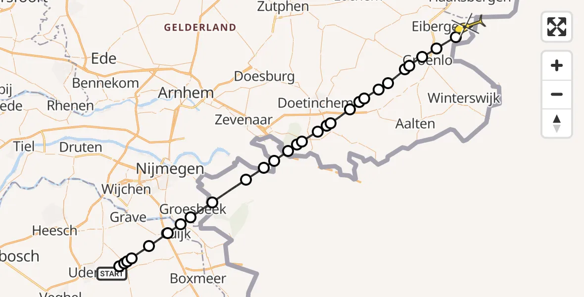 Routekaart van de vlucht: Lifeliner 3 naar Rekken