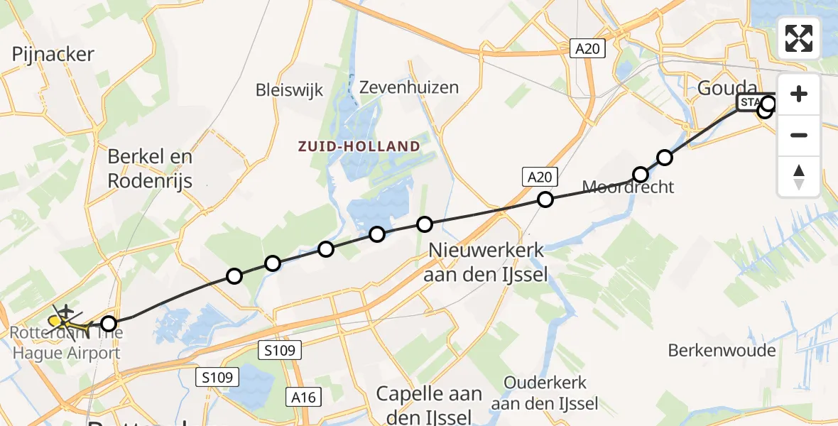 Routekaart van de vlucht: Lifeliner 2 naar Rotterdam The Hague Airport