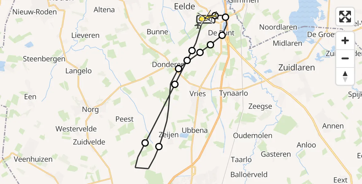 Routekaart van de vlucht: Lifeliner 4 naar Groningen Airport Eelde