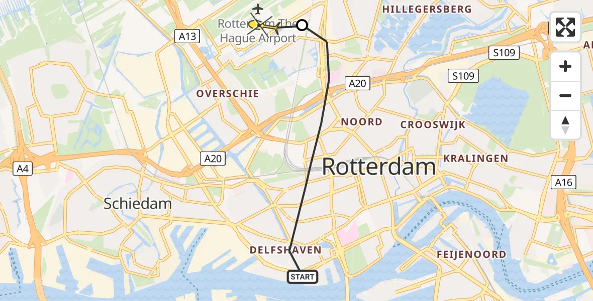 Routekaart van de vlucht: Lifeliner 2 naar Rotterdam The Hague Airport