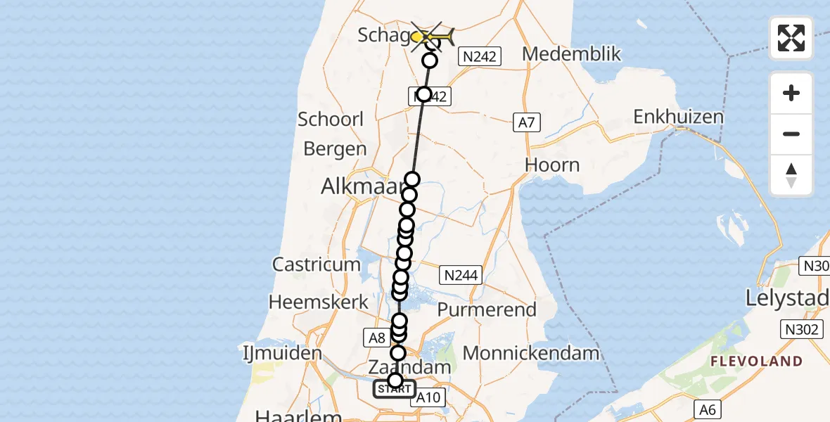 Routekaart van de vlucht: Lifeliner 1 naar Barsingerhorn