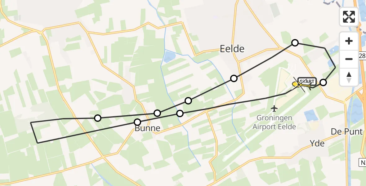 Routekaart van de vlucht: Lifeliner 4 naar Groningen Airport Eelde