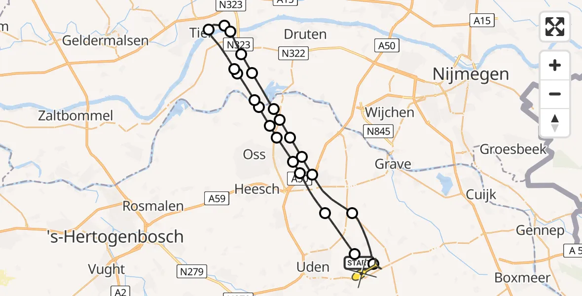 Routekaart van de vlucht: Lifeliner 3 naar Vliegbasis Volkel