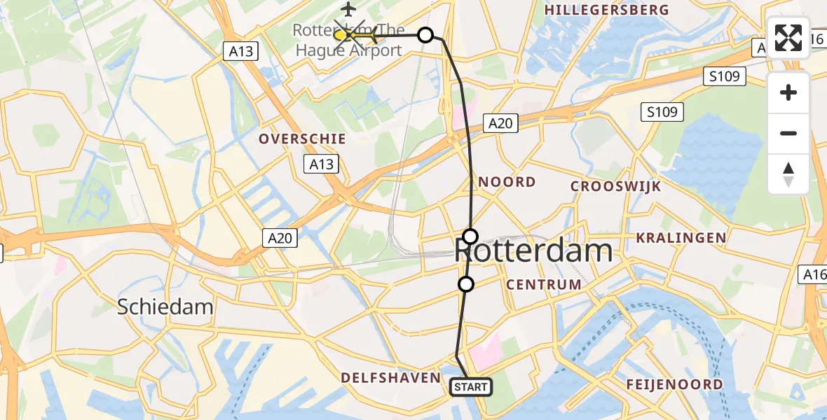 Routekaart van de vlucht: Lifeliner 2 naar Rotterdam The Hague Airport