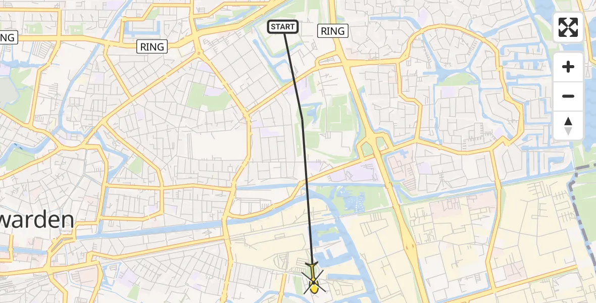 Routekaart van de vlucht: Ambulancehelikopter naar Leeuwarden