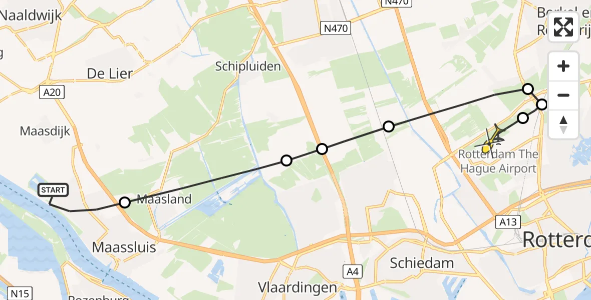 Routekaart van de vlucht: Lifeliner 2 naar Rotterdam The Hague Airport