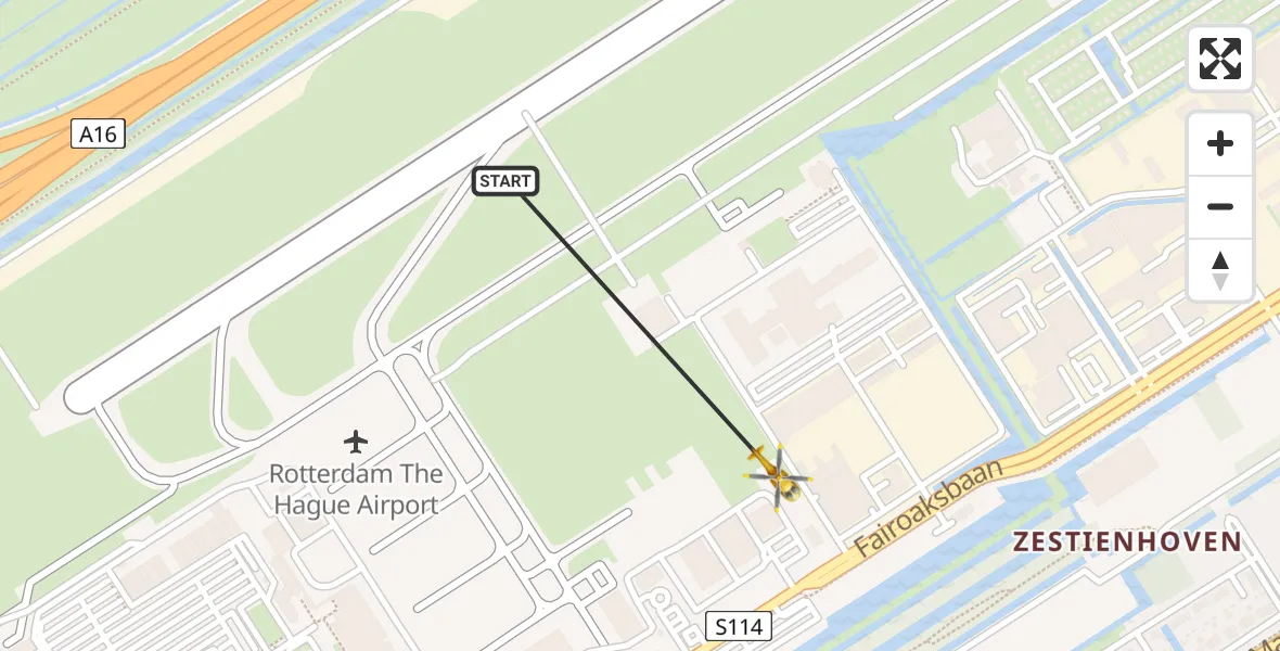 Vluchtroute Traumahelikopter Rotterdam The Hague Airport - Rotterdam The Hague Airport, 22 december 2023, 16:46