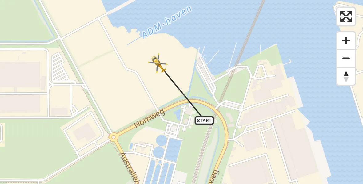 Vluchtroute Traumahelikopter Amsterdam Heliport - Amsterdam Heliport, 22 december 2023, 20:07