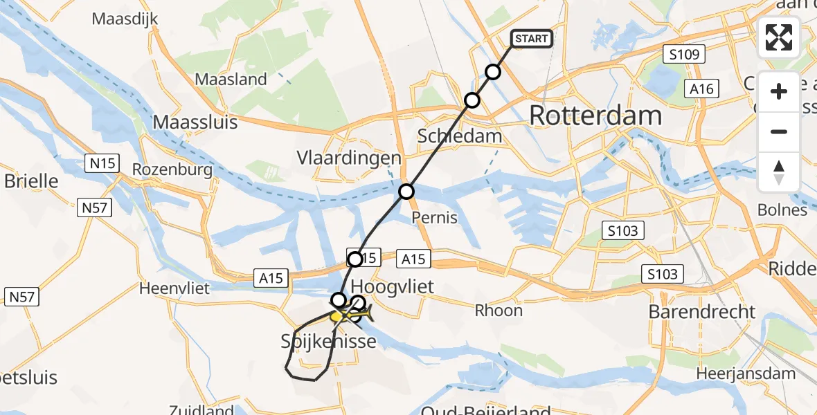 Routekaart van de vlucht: Lifeliner 2 naar Spijkenisse