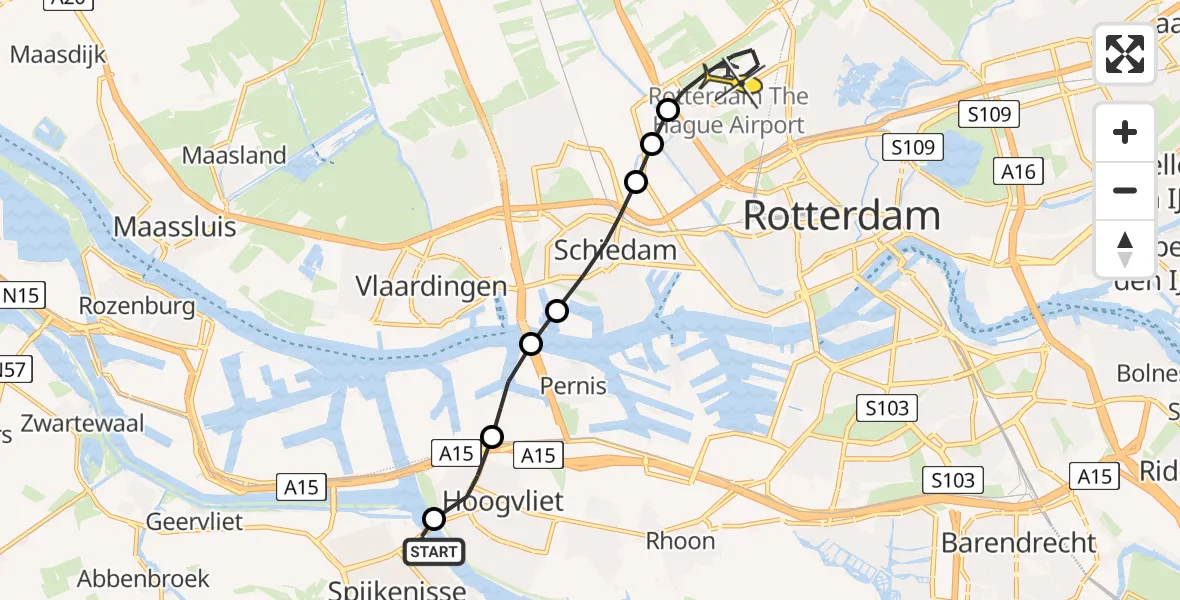 Routekaart van de vlucht: Lifeliner 2 naar Rotterdam The Hague Airport