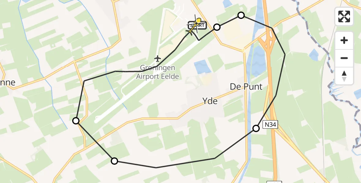 Routekaart van de vlucht: Lifeliner 4 naar Groningen Airport Eelde