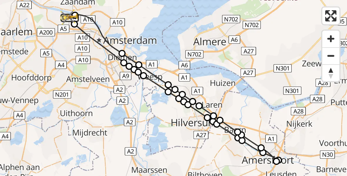 Vluchtroute Traumahelikopter Amsterdam Heliport - Amsterdam Heliport, 23 december 2023, 01:27