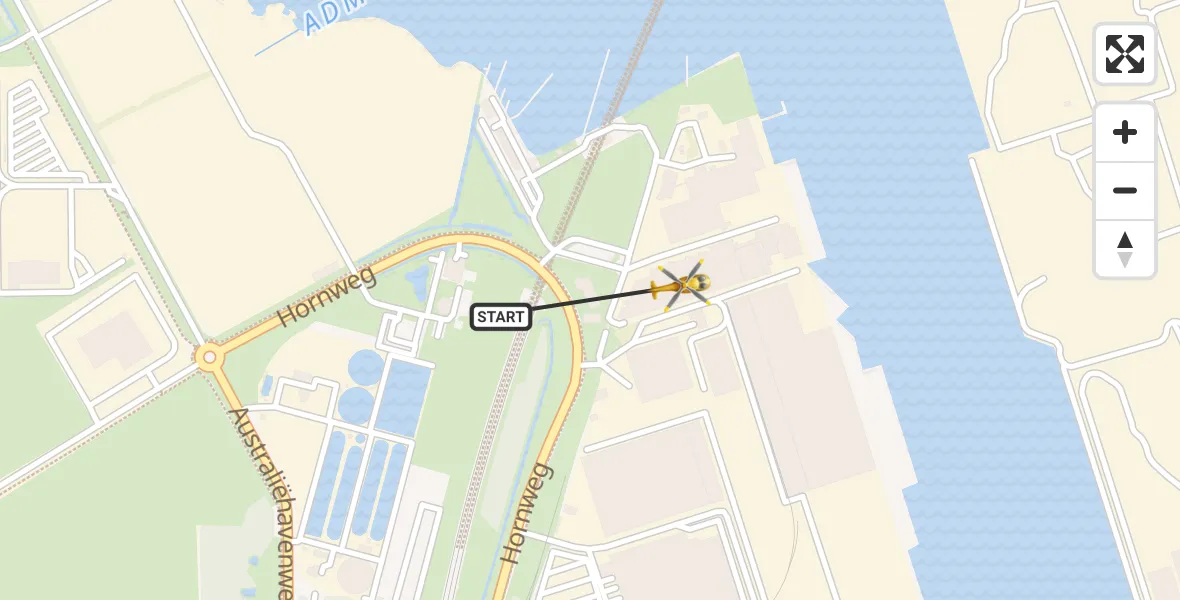 Vluchtroute Traumahelikopter Amsterdam Heliport - Amsterdam Heliport, 23 december 2023, 01:55