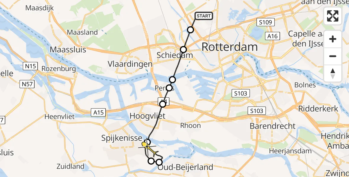 Routekaart van de vlucht: Lifeliner 2 naar Spijkenisse