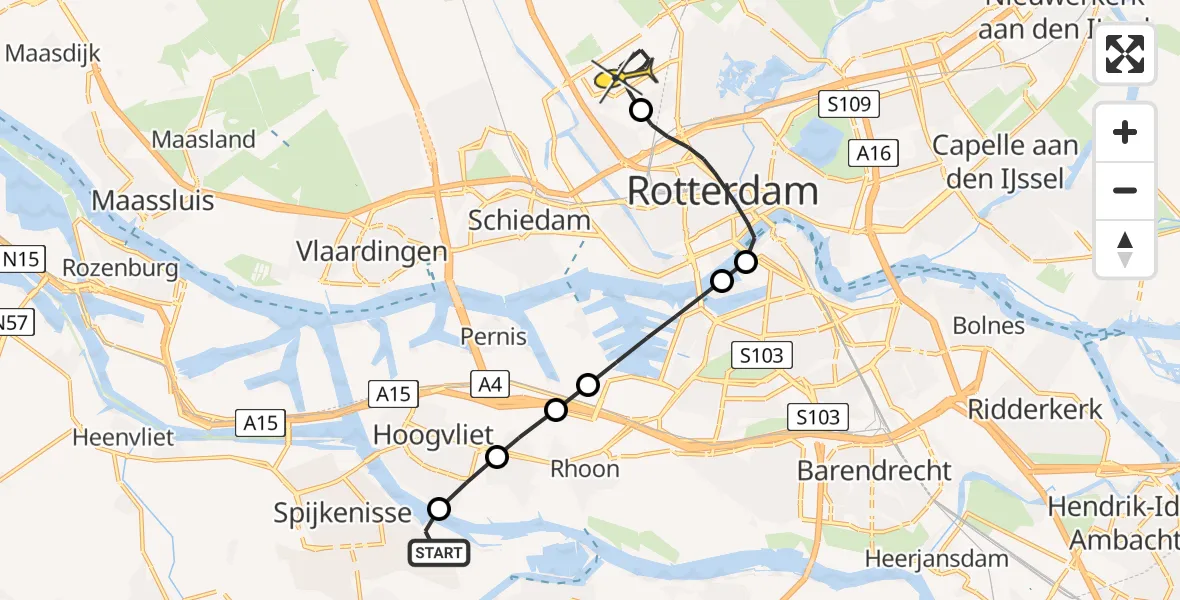 Routekaart van de vlucht: Lifeliner 2 naar Rotterdam The Hague Airport