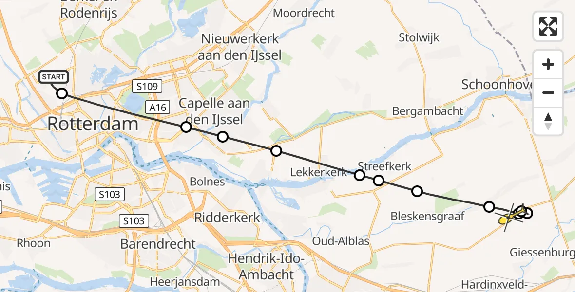 Routekaart van de vlucht: Lifeliner 2 naar Ottoland