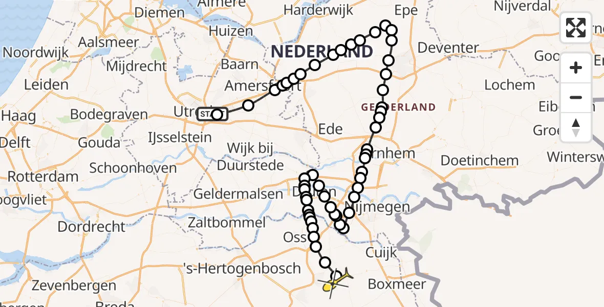 Routekaart van de vlucht: Lifeliner 3 naar Vliegbasis Volkel