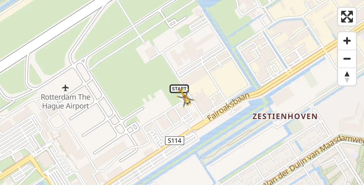 Vluchtroute Traumahelikopter Rotterdam The Hague Airport - Rotterdam The Hague Airport, 23 december 2023, 12:39
