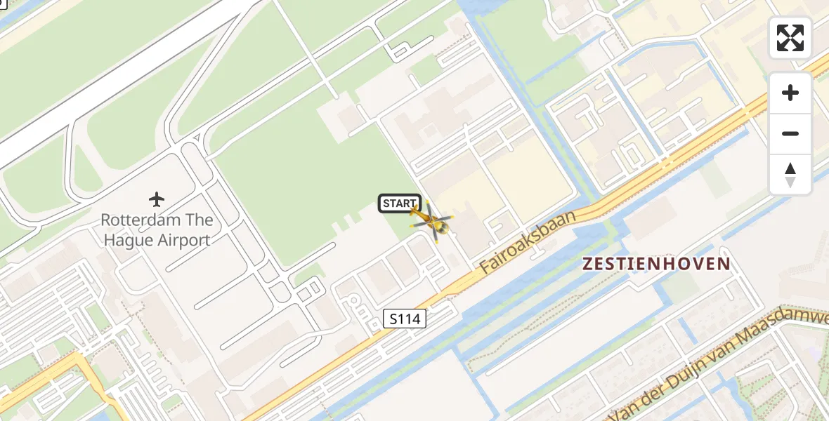 Vluchtroute Traumahelikopter Rotterdam The Hague Airport - Rotterdam The Hague Airport, 23 december 2023, 13:23