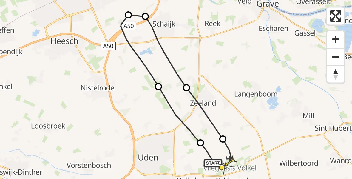 Routekaart van de vlucht: Lifeliner 3 naar Vliegbasis Volkel