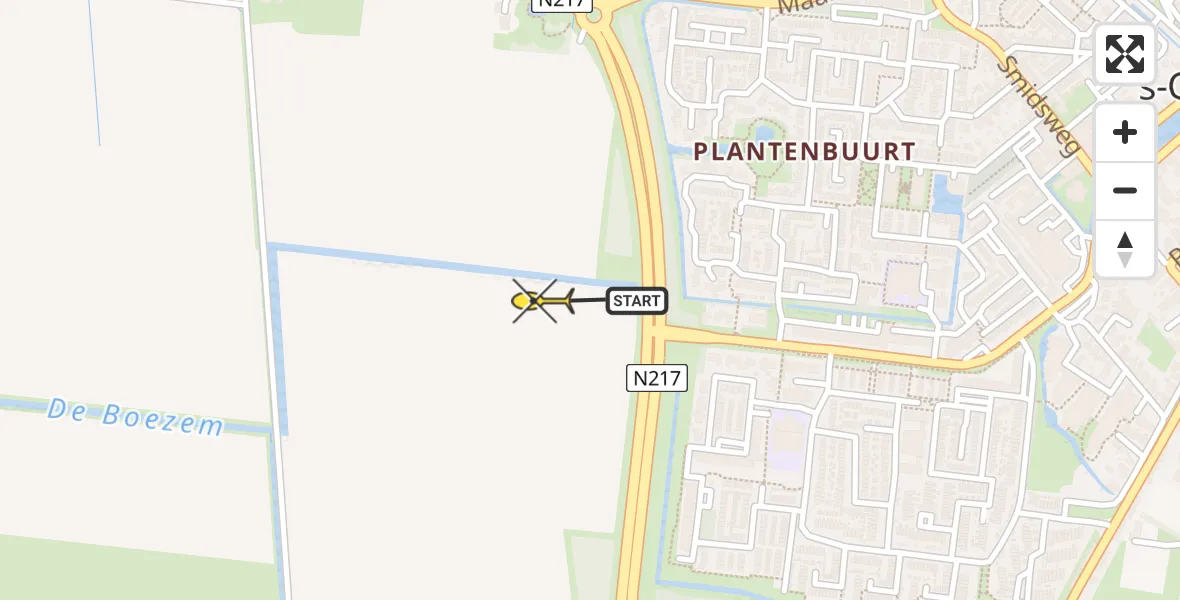 Routekaart van de vlucht: Traumahelikopter naar 's-Gravendeel