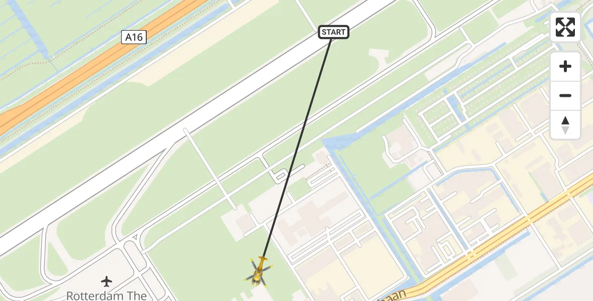 Vluchtroute Traumahelikopter Rotterdam The Hague Airport - Rotterdam The Hague Airport, 23 december 2023, 17:52