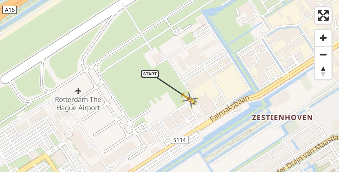 Vluchtroute Traumahelikopter Rotterdam The Hague Airport - Rotterdam The Hague Airport, 23 december 2023, 20:35