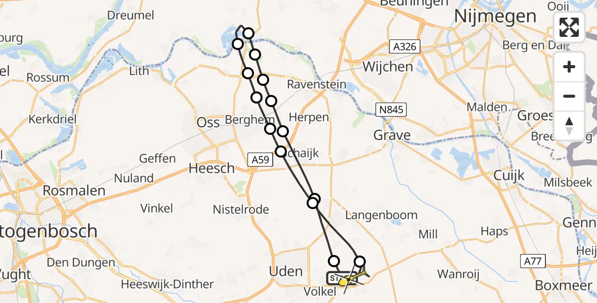 Routekaart van de vlucht: Lifeliner 3 naar Vliegbasis Volkel