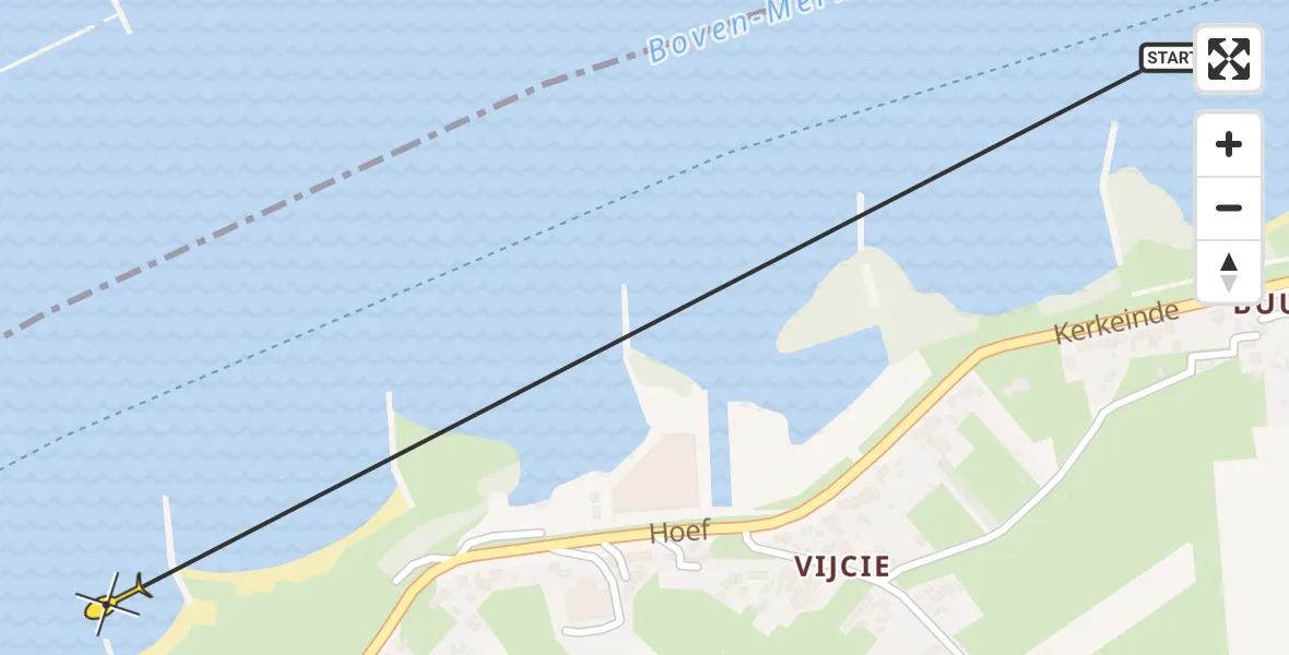 Routekaart van de vlucht: Politiehelikopter naar Werkendam