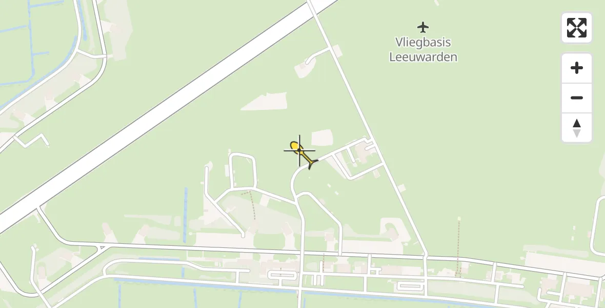 Routekaart van de vlucht: Ambulancehelikopter naar Vliegbasis Leeuwarden