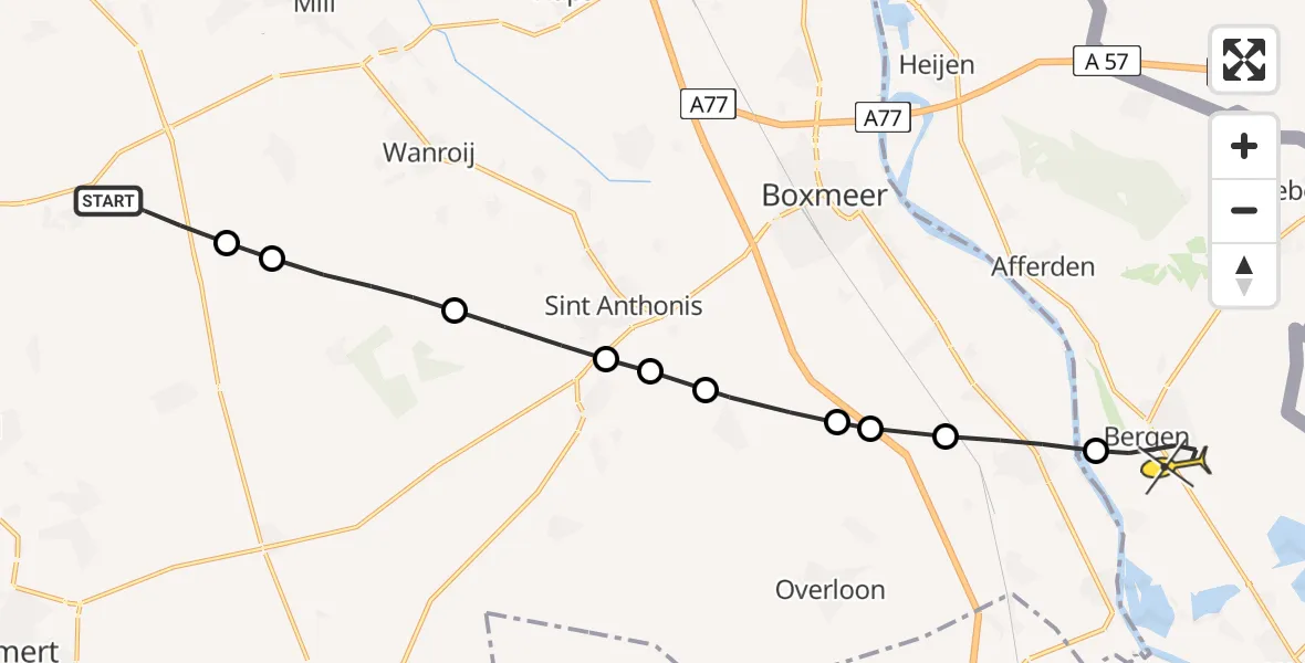 Routekaart van de vlucht: Lifeliner 3 naar Bergen