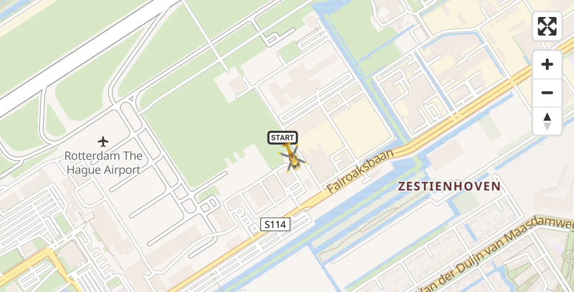Vluchtroute Traumahelikopter Rotterdam The Hague Airport - Rotterdam The Hague Airport, 24 december 2023, 11:55