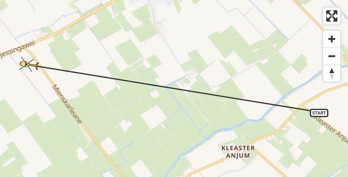 Routekaart van de vlucht: Ambulancehelikopter naar Firdgum