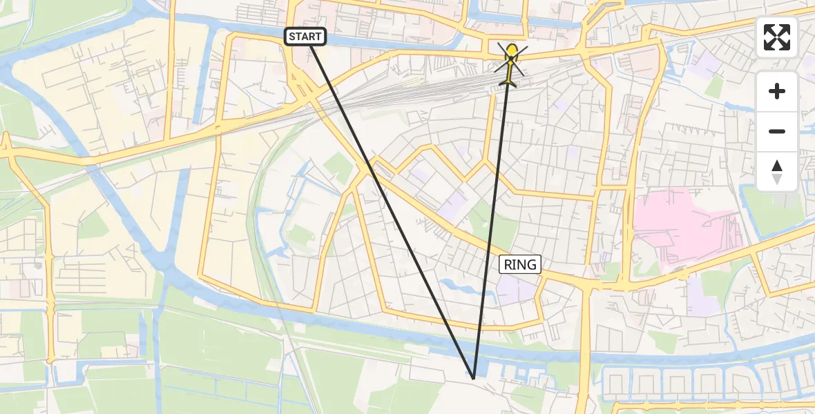 Vluchtroute Ambulancehelikopter van Leeuwarden naar Leeuwarden
