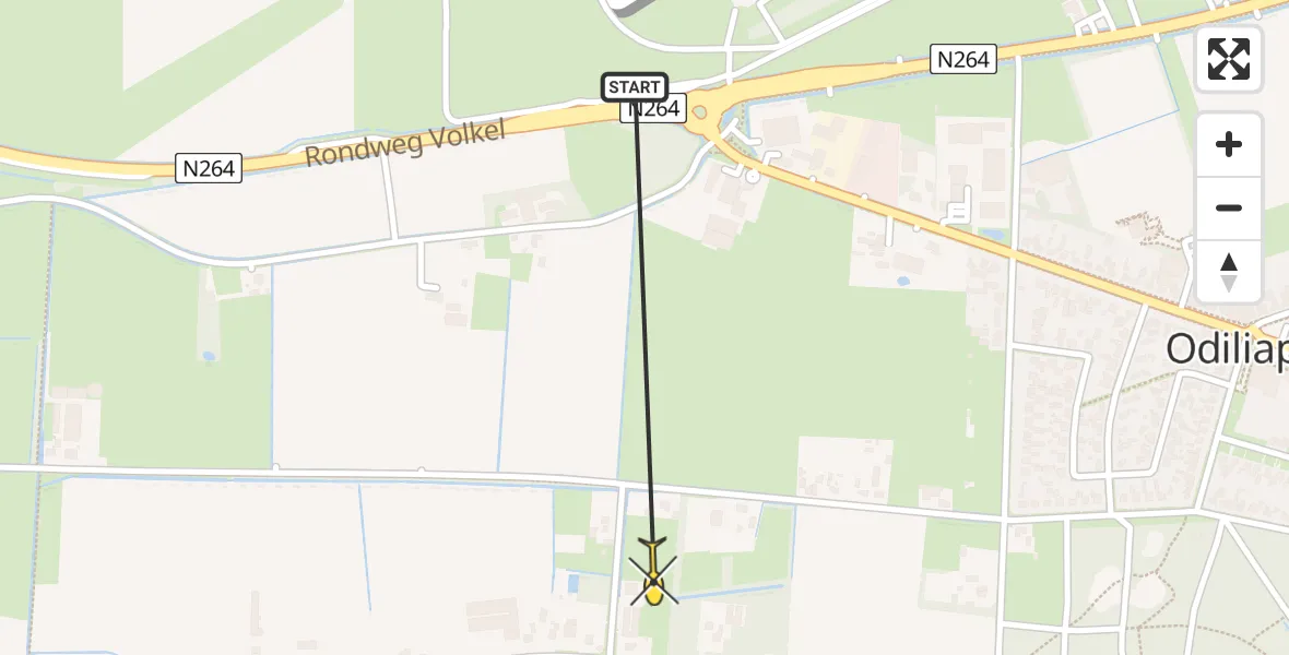 Routekaart van de vlucht: Traumahelikopter naar Odiliapeel