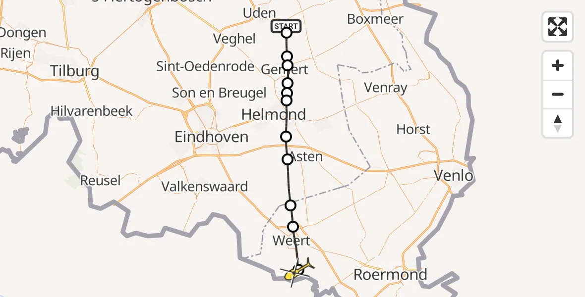 Routekaart van de vlucht: Lifeliner 3 naar Stramproy