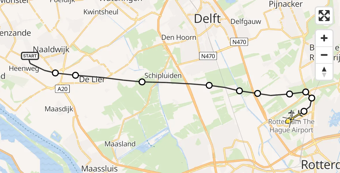 Routekaart van de vlucht: Lifeliner 2 naar Rotterdam The Hague Airport