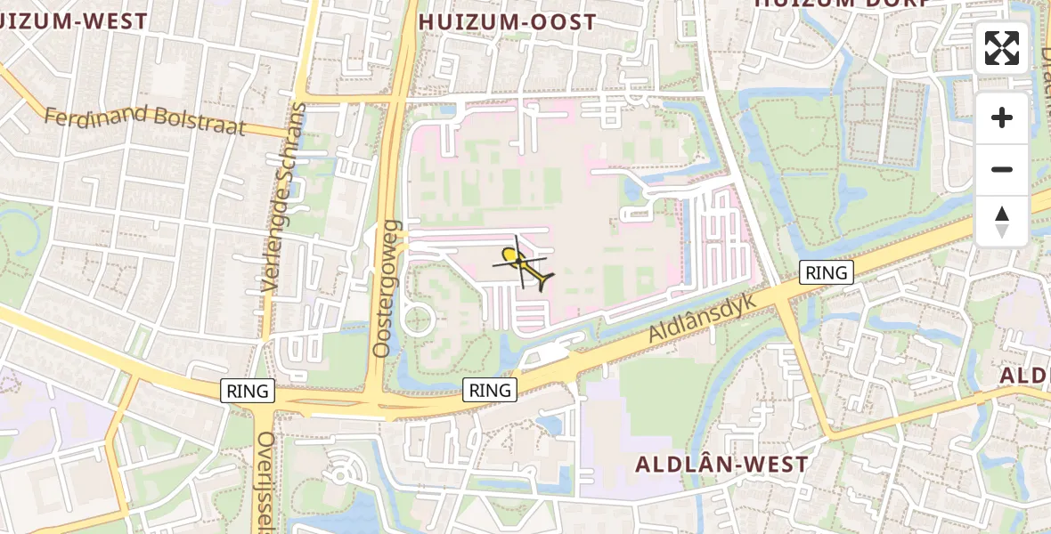 Vluchtroute Ambulancehelikopter van Leeuwarden naar Leeuwarden